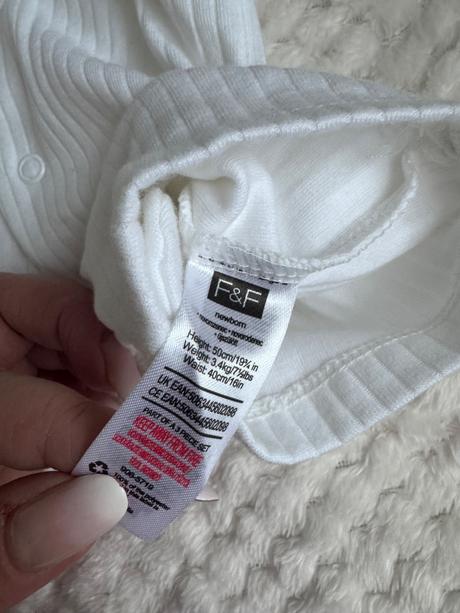 Rebrovaný overal pre bábätko + čiapočka s uškami, f&f,50
