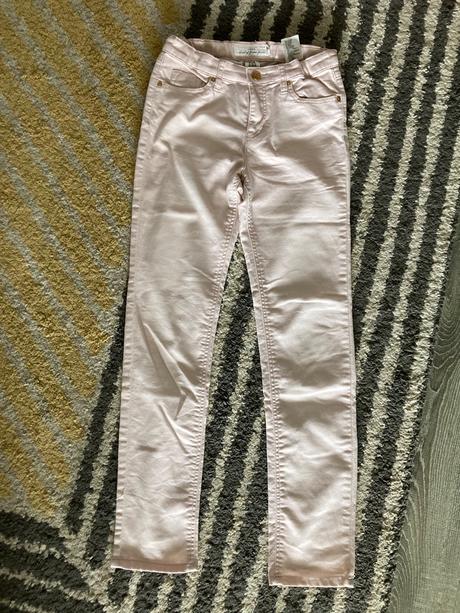 Skinny bledoružové nohavice, h&m,146