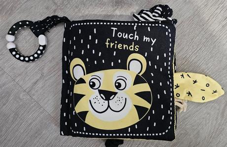 Senzorická knižka kontrastová čiernobiela so žltou, 