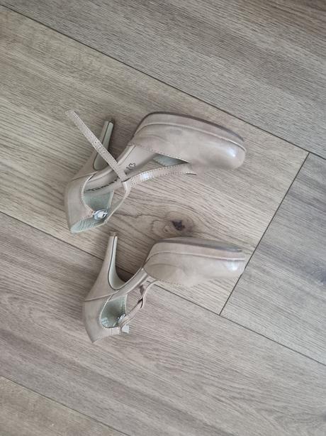 Krémové kožené lodičky tamaris 36, tamaris,36