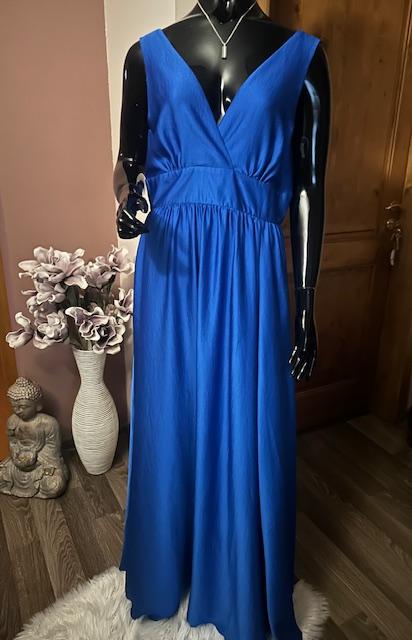 Slávnostné modré maxi šaty, l / m