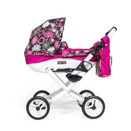 Kočík pre bábiku + spievajúca bábika ružová,