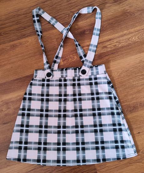 Karovaná suknička s trakami, select,l