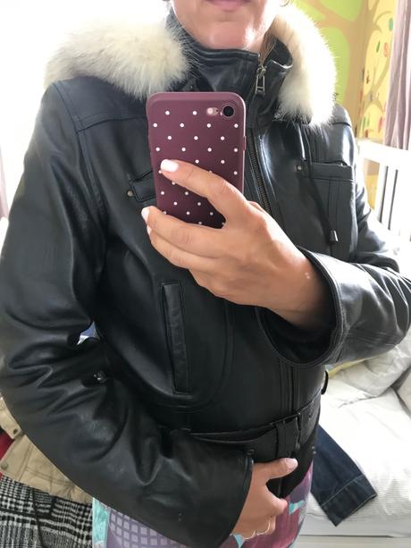 Čierna biker kožená bunda, 40