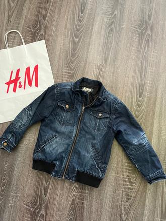 H&m zateplena riflova bunda č.116, h&m,116