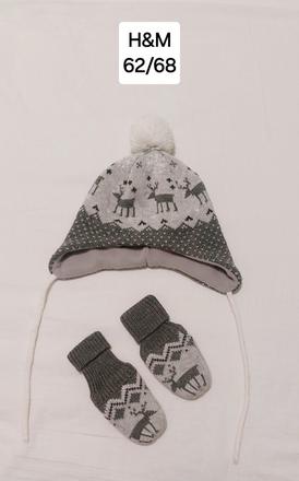 Súprava čiapka na ušká a rukavice h&m, h&m,62