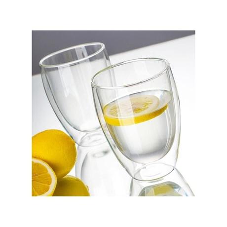 Dvojstenné sklenené termo poháre - 350 ml - 2 ks,