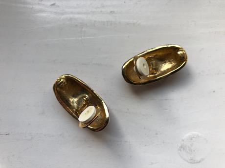 Vintage zlato-červené náušnice, 