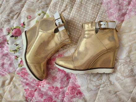 Zlate kozene poltopanky na plnom opatku, vel. 37, 37