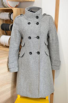 Sivý kabát áčkového strihu 38, 38