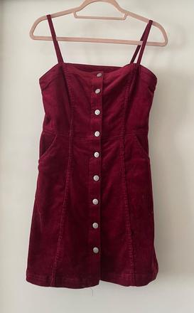 Menčestrové bordové šaty., h&m,38