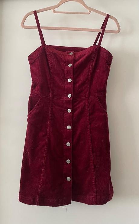 Menčestrové bordové šaty., h&m,38