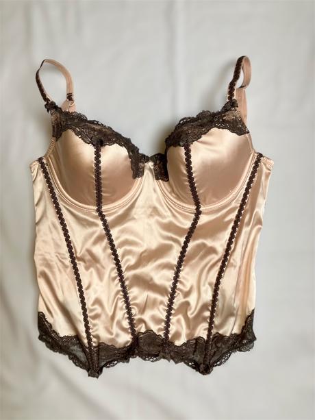 Dámsky lesklý béžový korzet na ramienka, m