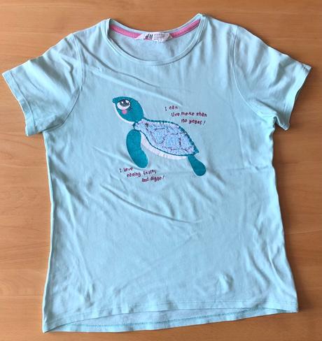 Tyrkysove tricko s korytnackou, h&m,134