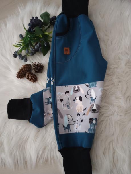 Rastúce softshellové nohavice - psíky, 86 - 146