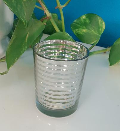 Svietnik na čajové sviečky - strieborné pásiky, 