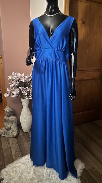 Slávnostné modré maxi šaty, l / m