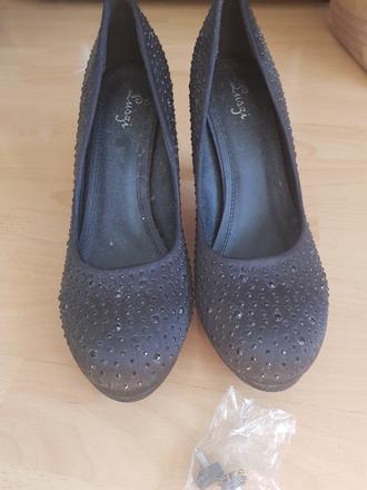 Čierne lodičky s trblietkami., 41