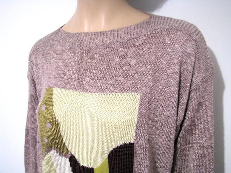 Popolavo-ružový pulóver so vzorom, l