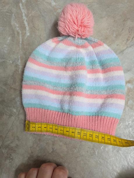 Ružová pásikavá čiapka 110/128, h&m,110