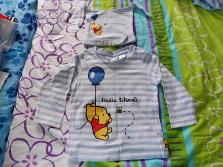 Spolu 2 tričká a čiapka tigríkové a mackové h&m 86, h&m,86