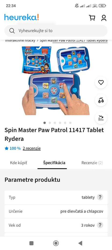 Elektronický tablet labková patrola, 