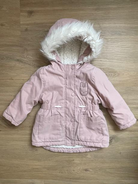Ružová, zimná bunda s kožušinkou, sinsay,80
