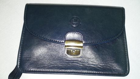 Petrolejová kožená clutch kabelka,
