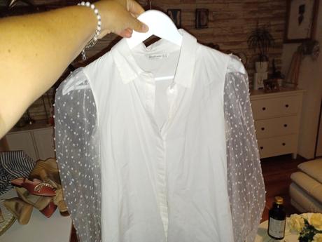 Bluzka s transparentným rukavmi, stradivarius,s