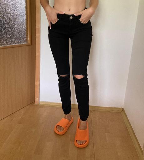 Čierne rifle, veľ. xs, fishbone,xs