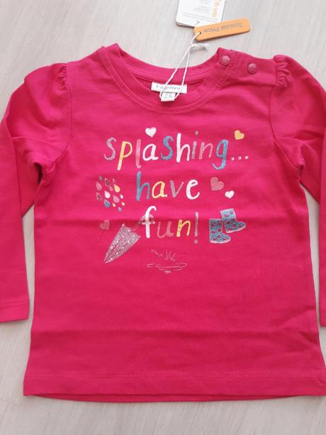 Dievčenské ružové tričko dlhý rukáv (9-12 mes.), fagottino,74