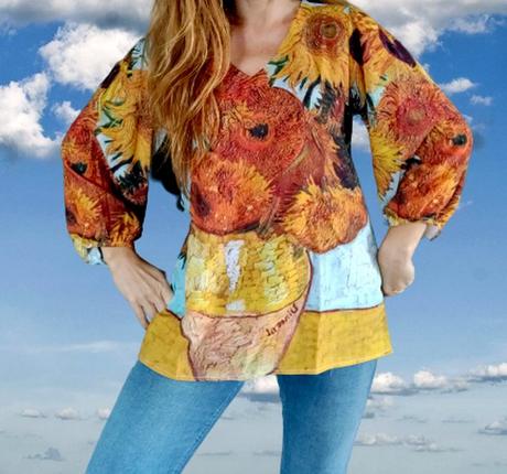 Blúzka- olejomaľba v.van gogh slnečnice -, s / xxl