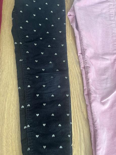 3x h&m menžestrové nohavice, h&m,128