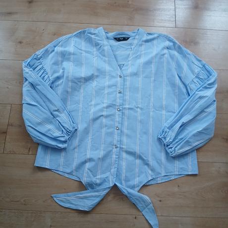 Bledomodrá bavlnená košeľa/blúzka na viazanie, f&f,44