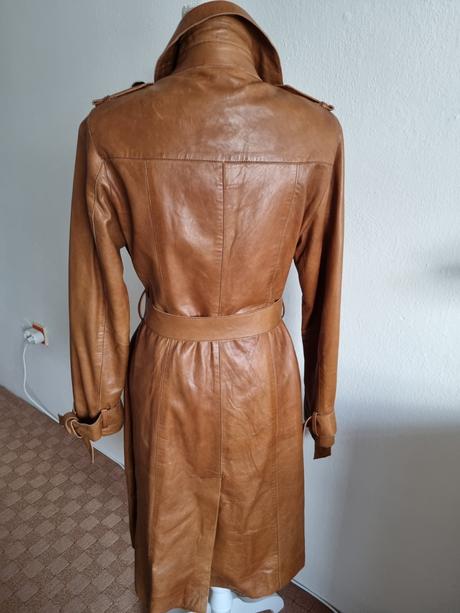 Bledohnedý kožený kabát veľ. m, m