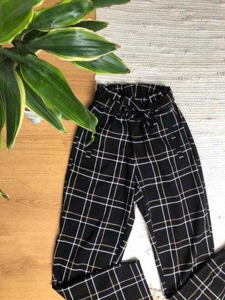 Čierne kockované nohavice, xs