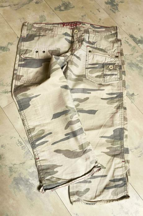 3/4 maskáčové nohavice, fishbone,xs