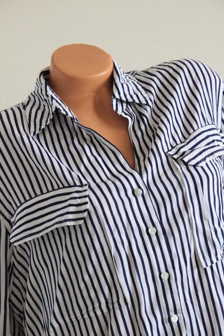 Modro biela viskózová košeľa, l/xl, l