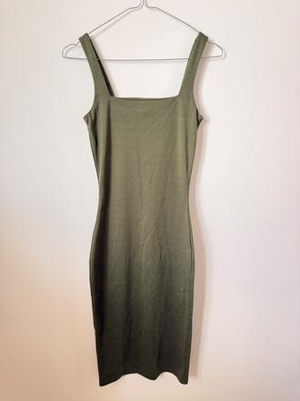 Khaki olivove zelene midi šaty obtiahnute primark, primark,xs