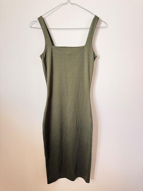 Khaki olivove zelene midi šaty obtiahnute primark, primark,xs