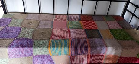 Veľká patchwork pletená deka, 