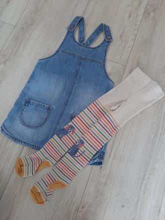 Šatky riflové + pančušky, next,110