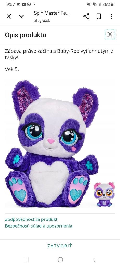 Interaktívne zvieratko panda, 