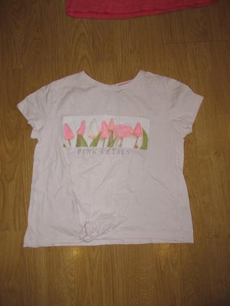 Bledo ružové tričko v predu na uzol v. 146/152, 146