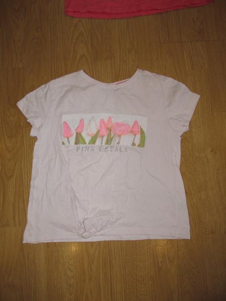 Bledo ružové tričko v predu na uzol v. 146/152, 146