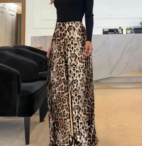 Leopardie flitrove nohavice, sinsay,m