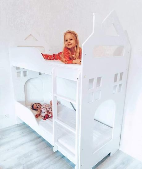 Detská poschodová posteľ domček+matrace, šírka (cm): 80,dĺžka (cm): 160