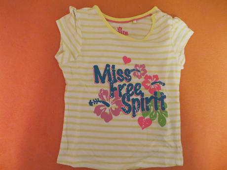 Žlté pásikavé tričko s kvetmi, lupilu,86