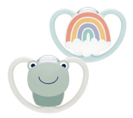 Nuk silikónový cumlík space frog 0-6m, 2ks, nuk