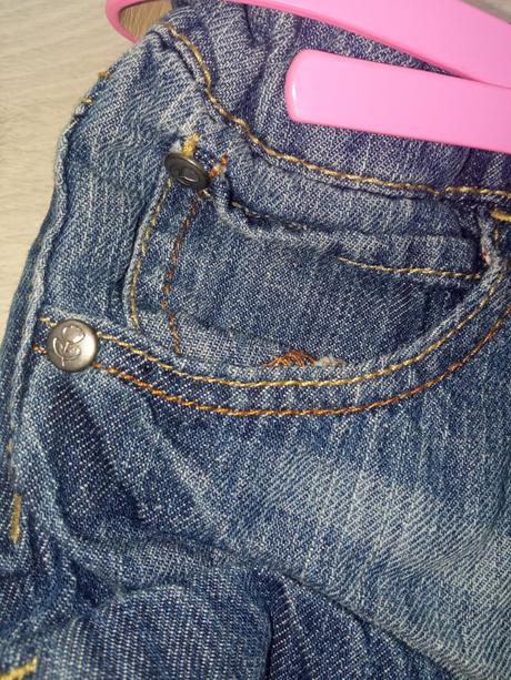 Dievčenské džínsové šortky s ružovým opaskom (74), h&m,74